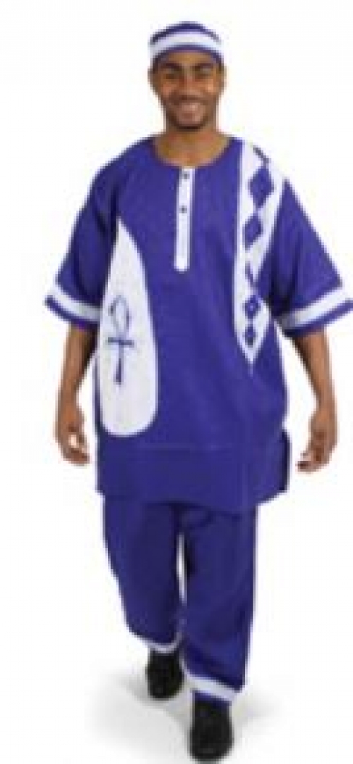 Ankh Design Pant Set: Blue